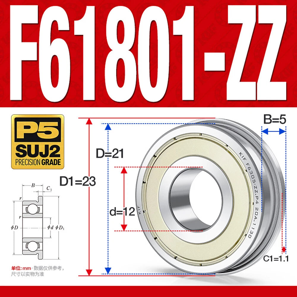 Mini Metal Shielded Flanged Ball Bearings - Model Complete Inner Diameter 2-50mm