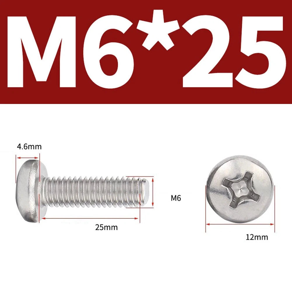 Phillips Pan Head Machine Screws — A4 Marine Grade Stainless Steel, DIN 7985 (M1.6–M10)
