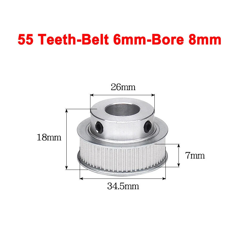 2GT Drive Pulley With Step 16 Tooth - 100 Tooth Bore 4mm - 25mm for 6mm Belt