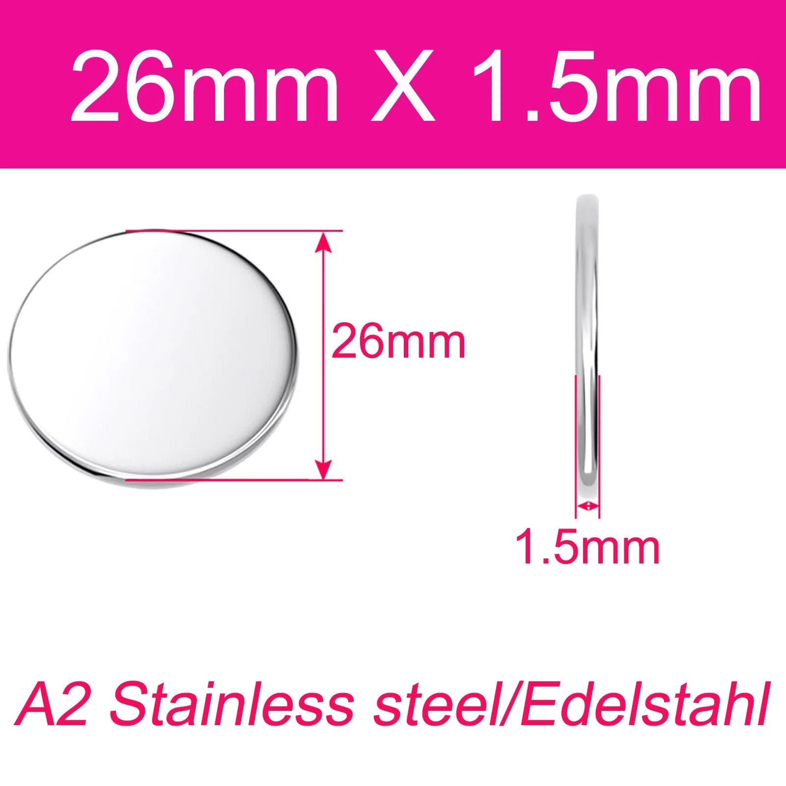 Round Plate A2 Stainless Steel Sheet Plate Thick 1/1.5/2/2.5/3/4/5mm Dia 6-80mm