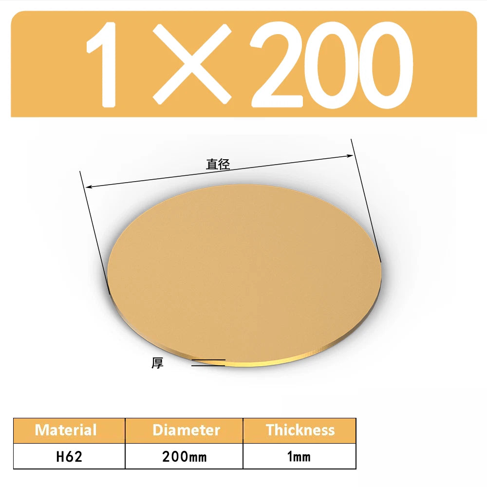 H62 Solids Brass Discs Blanks Metal Round Sheets OD 10mm-300mm Thick 0.3mm-4mm
