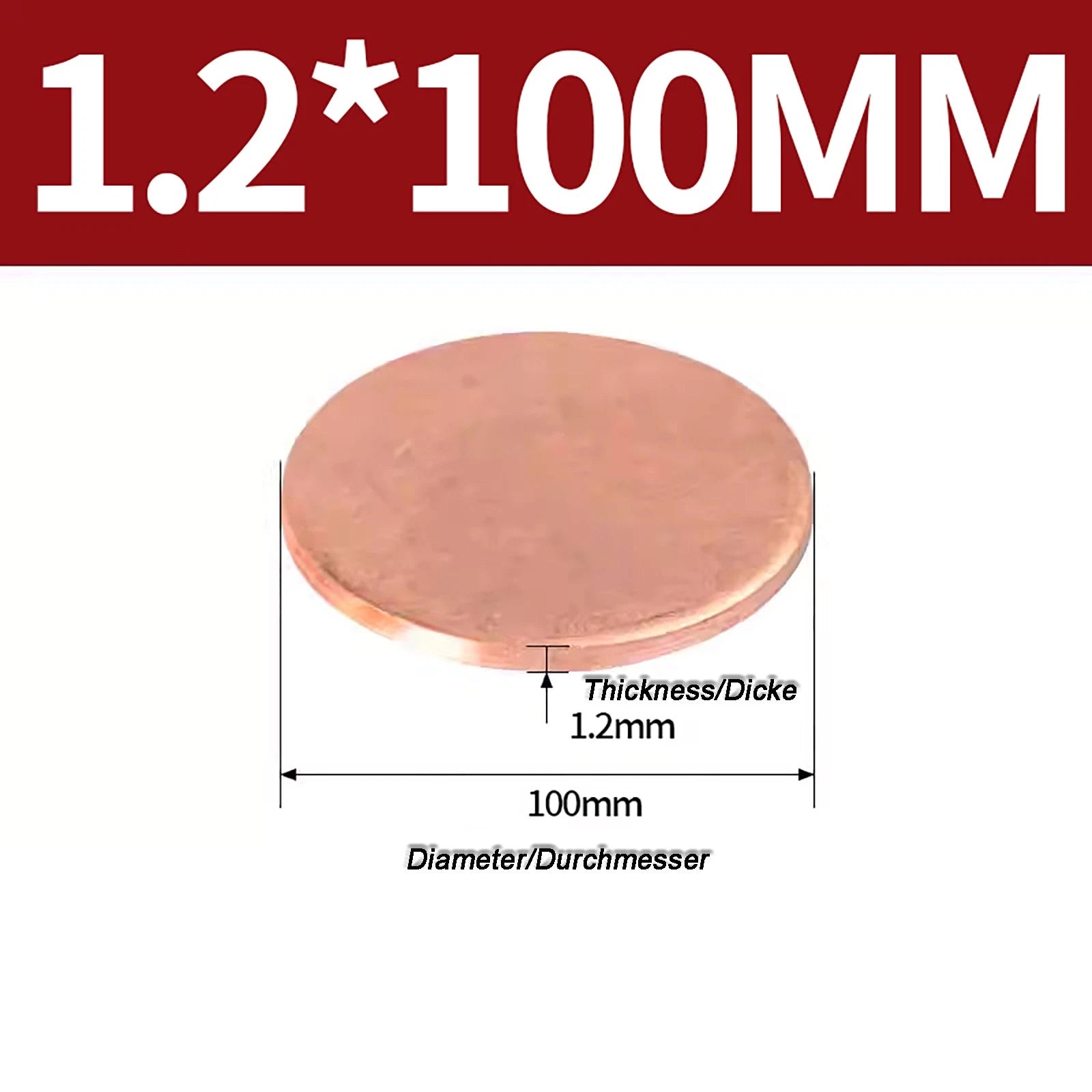 Solid Pure Copper Discs Blanks Round Plate Metal Sheet Thick 0.3~6mm Ø10mm~150mm