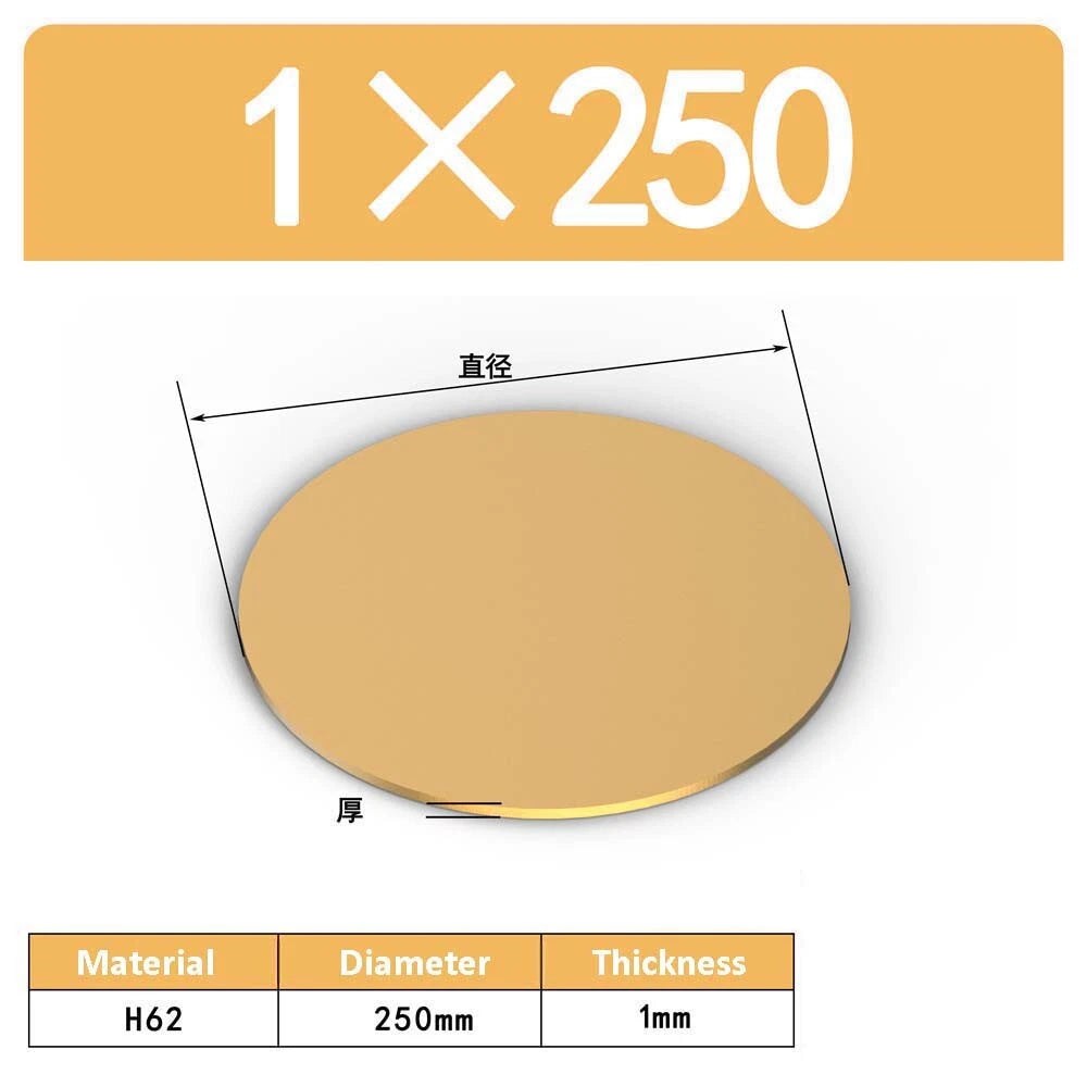 H62 Solids Brass Discs Blanks Metal Round Sheets OD 10mm-300mm Thick 0.3mm-4mm