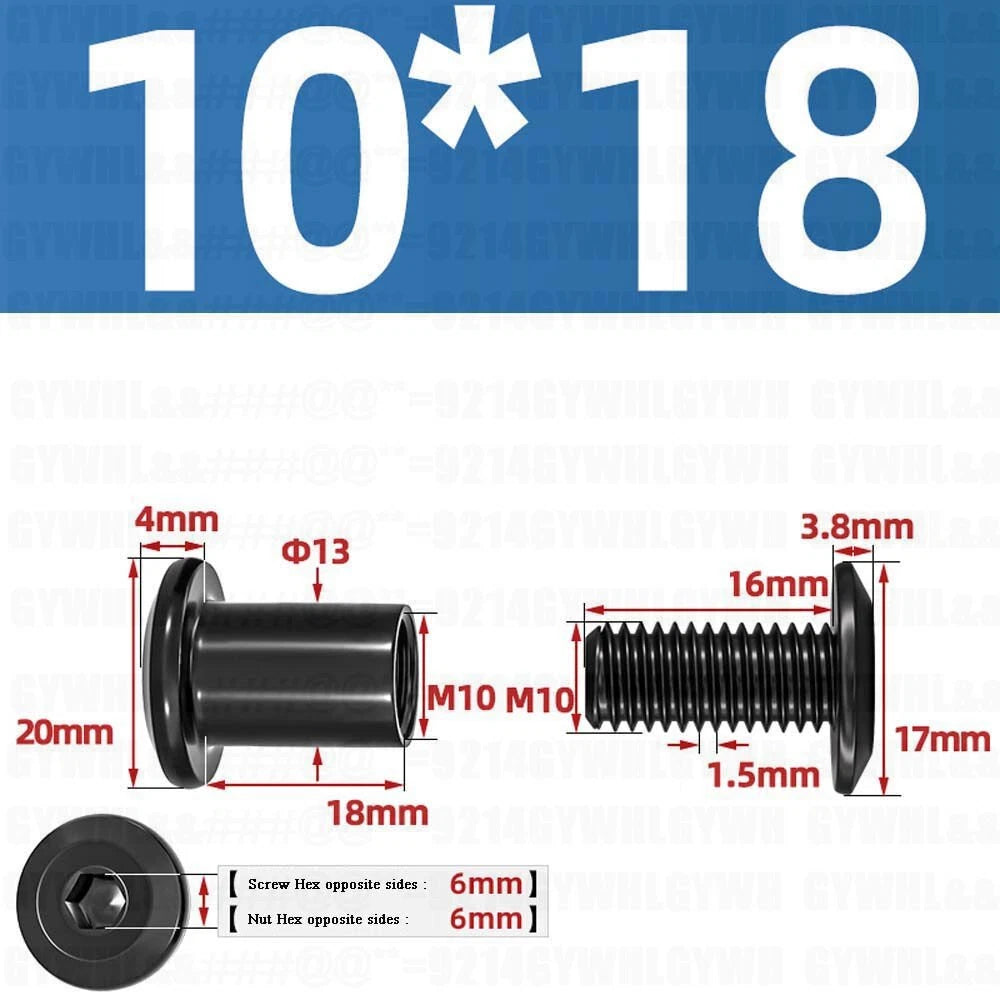 Metric Furniture Connector Bolts with End Cap Nuts — Stainless Steel M2 to M10