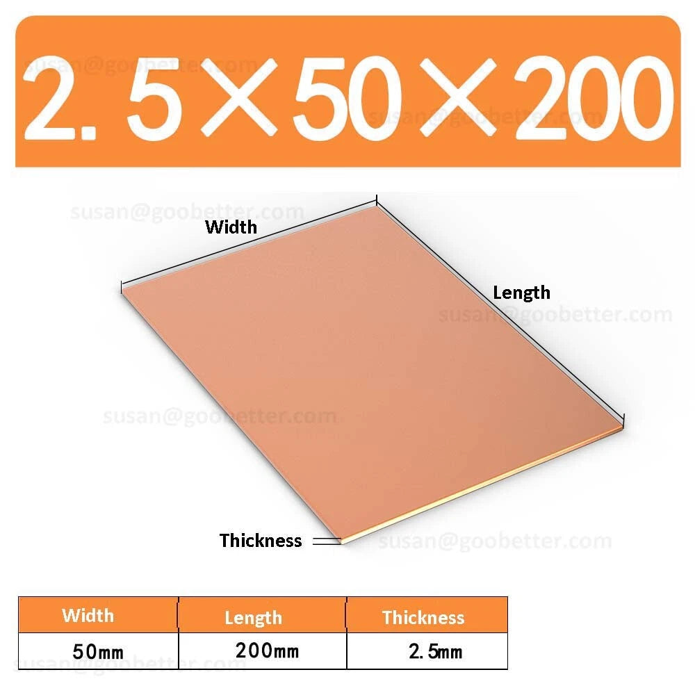 Natural Copper Sheet Metal guillotine cut - 0.3mm to 6.0mm - Multiple Sizes