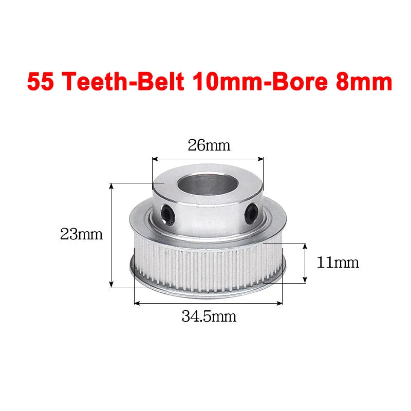 2GT Drive Pulley With Step 16 Tooth - 100 Tooth Bore 4mm - 25mm for 10mm Belt