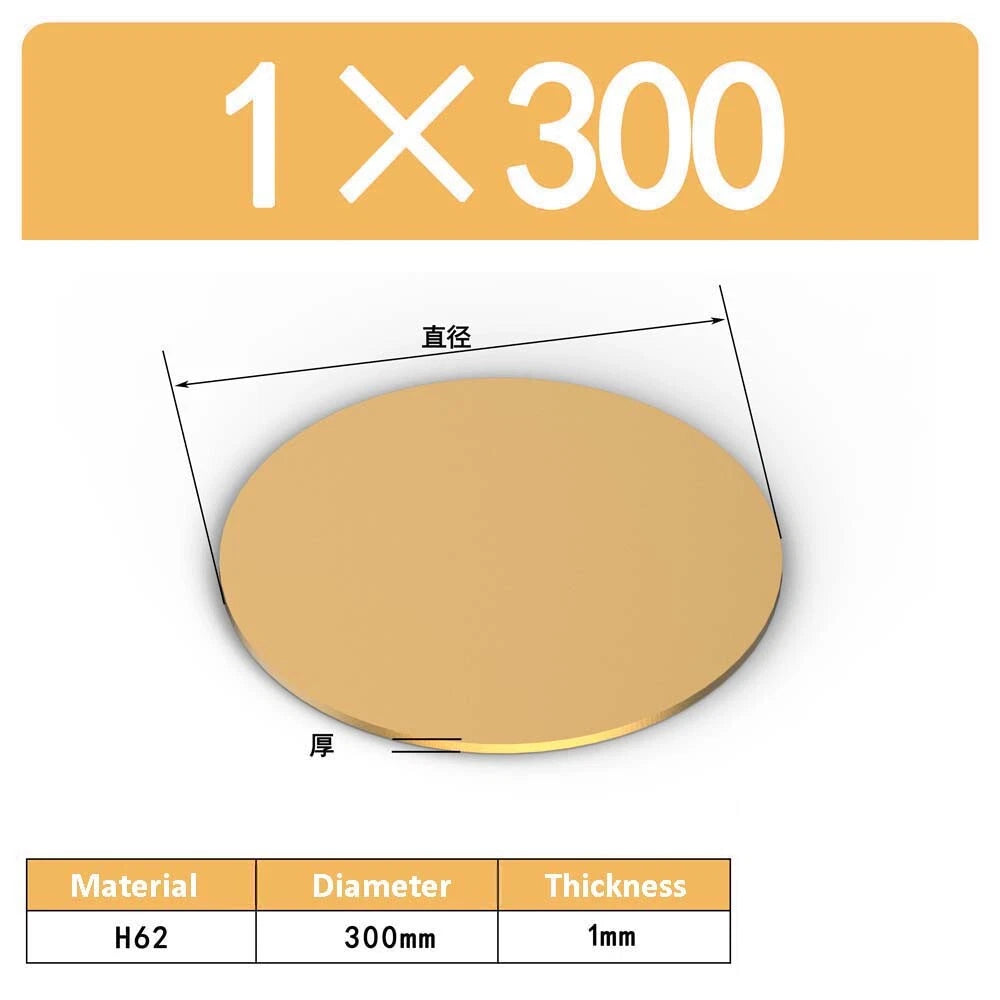 H62 Solids Brass Discs Blanks Metal Round Sheets OD 10mm-300mm Thick 0.3mm-4mm