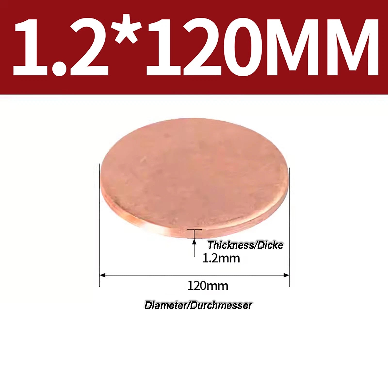 Solid Pure Copper Discs Blanks Round Plate Metal Sheet Thick 0.3~6mm Ø10mm~150mm