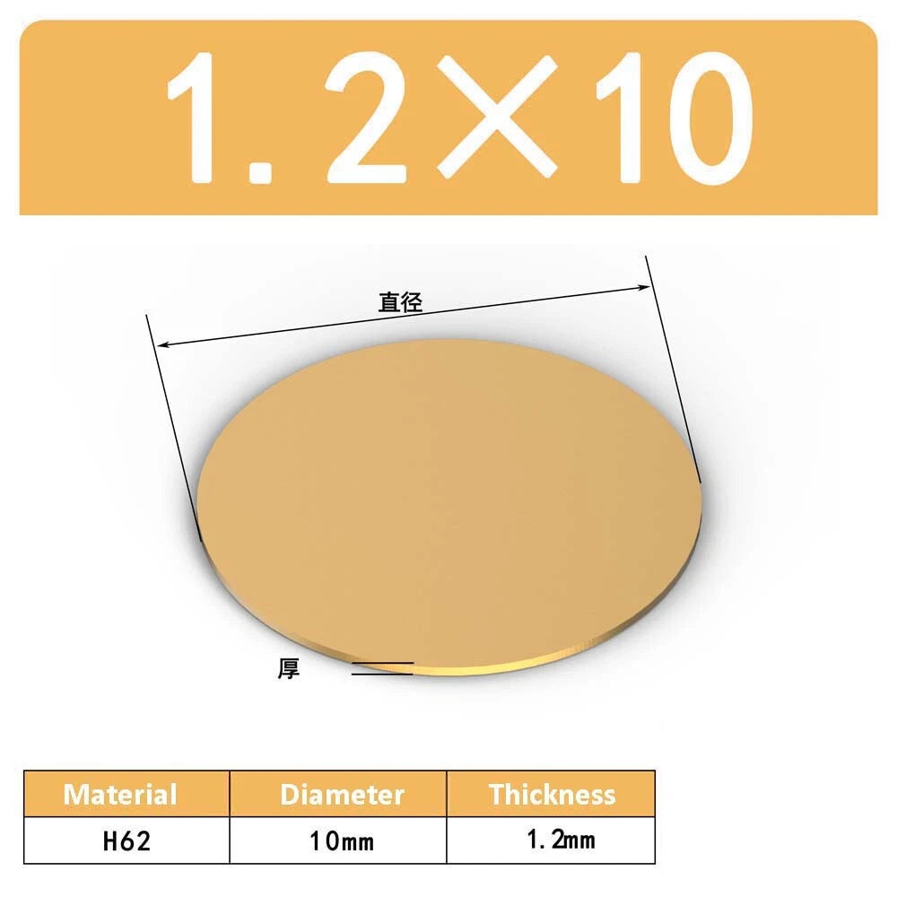 H62 Solids Brass Discs Blanks Metal Round Sheets OD 10mm-300mm Thick 0.3mm-4mm