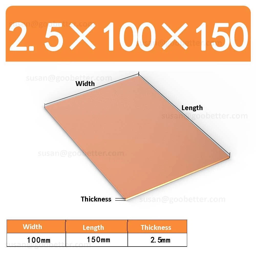 Natural Copper Sheet Metal guillotine cut - 0.3mm to 6.0mm - Multiple Sizes