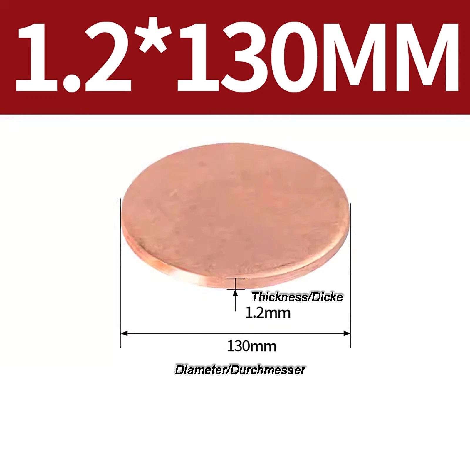 Solid Pure Copper Discs Blanks Round Plate Metal Sheet Thick 0.3~6mm Ø10mm~150mm