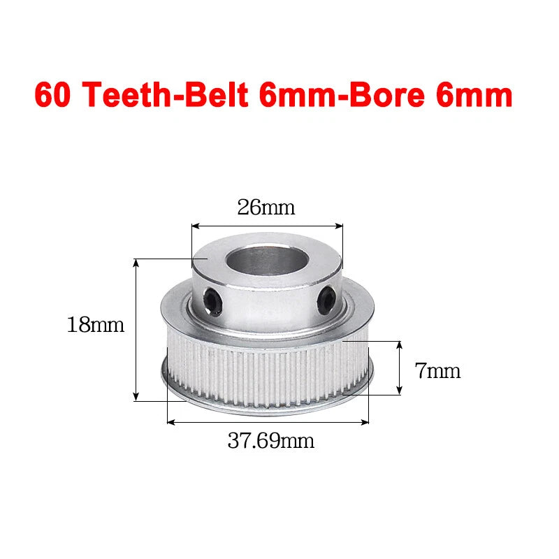 2GT Drive Pulley With Step 16 Tooth - 100 Tooth Bore 4mm - 25mm for 6mm Belt