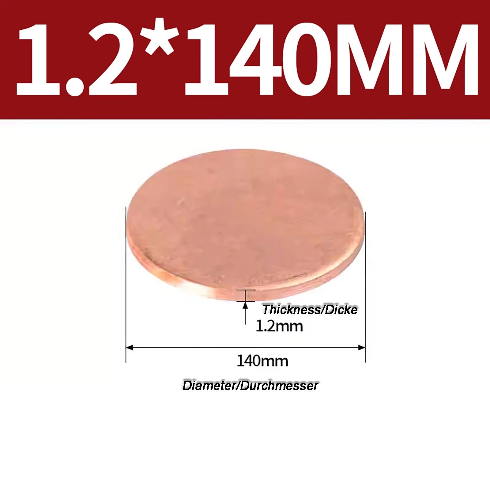Solid Pure Copper Discs Blanks Round Plate Metal Sheet Thick 0.3~6mm Ø10mm~150mm