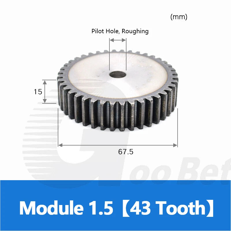 Mod 1 1.5 2 2.5 3 4 5 Spur Gear C45 Steel 12 Tooth - 160 Tooth Motor Pinion Flat