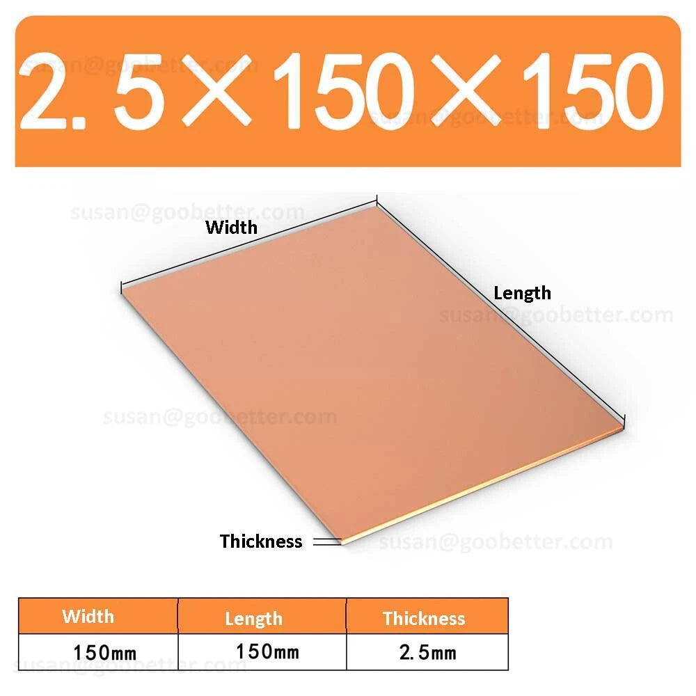 Natural Copper Sheet Metal guillotine cut - 0.3mm to 6.0mm - Multiple Sizes