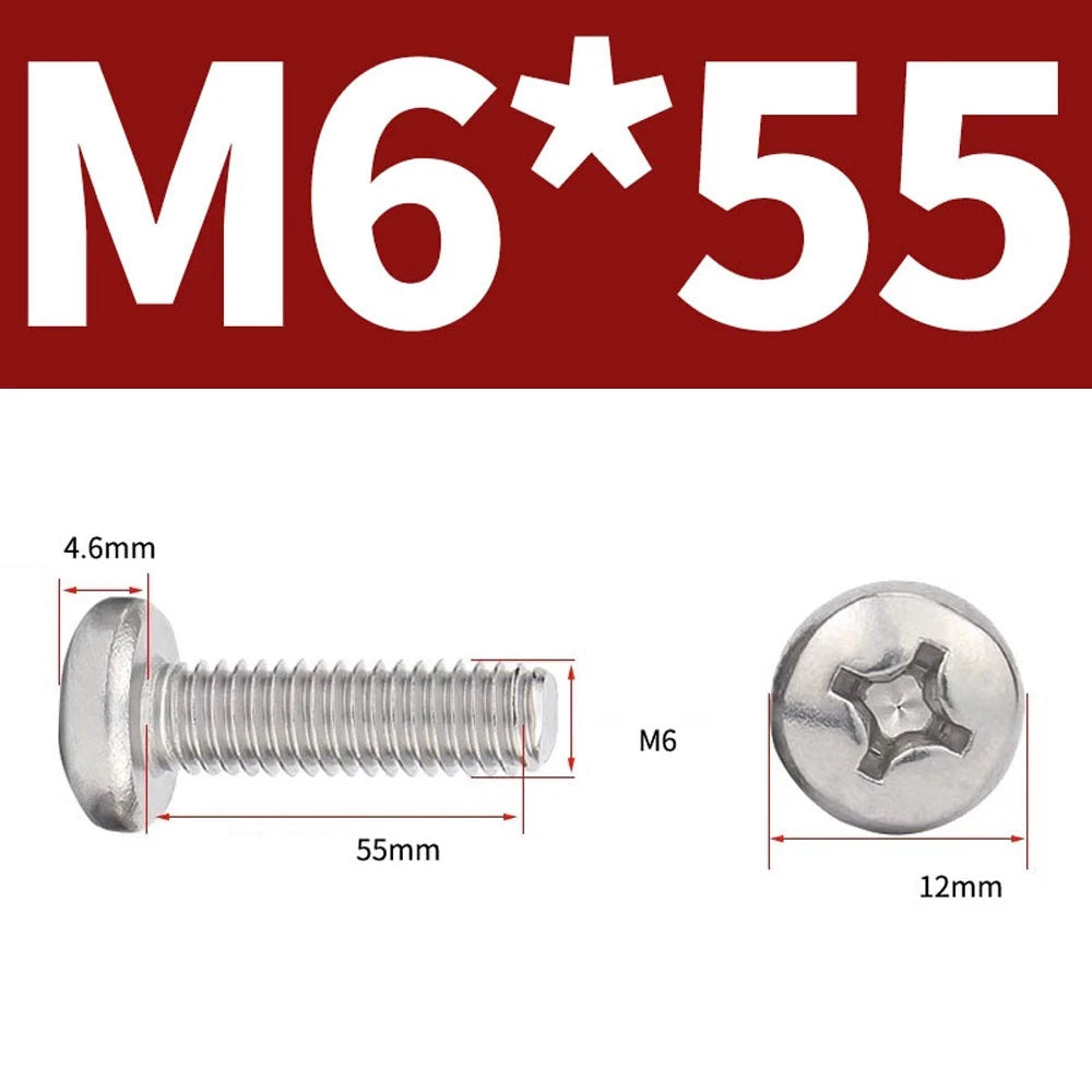 Phillips Pan Head Machine Screws — A4 Marine Grade Stainless Steel, DIN 7985 (M1.6–M10)