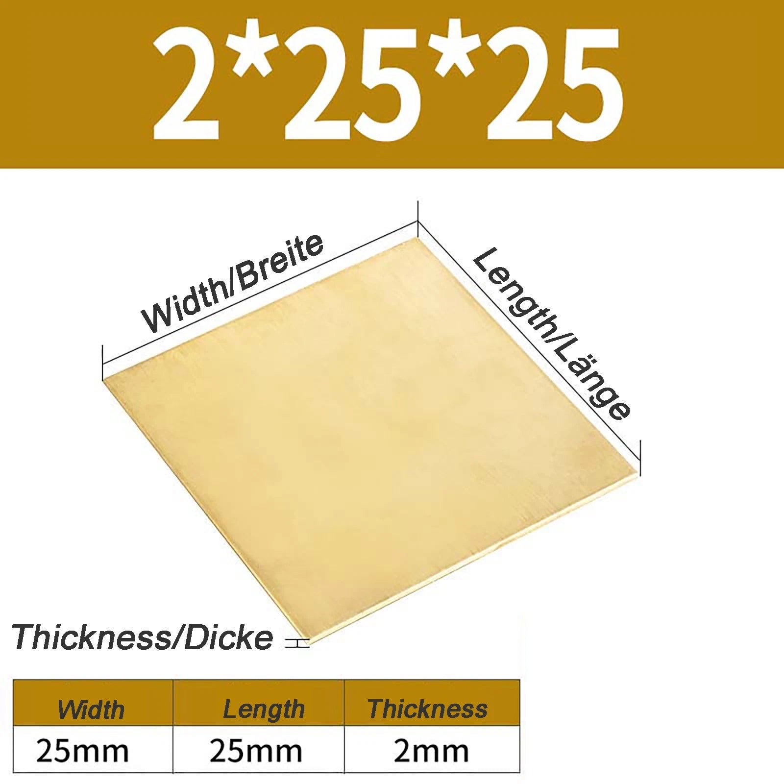 Natural Brass Sheet Metal guillotine cut - 0.3mm - 3.0mm - Multiple Sizes