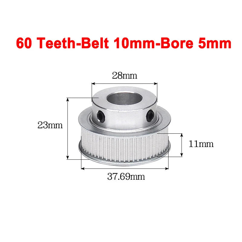 2GT Drive Pulley With Step 16 Tooth - 100 Tooth Bore 4mm - 25mm for 10mm Belt