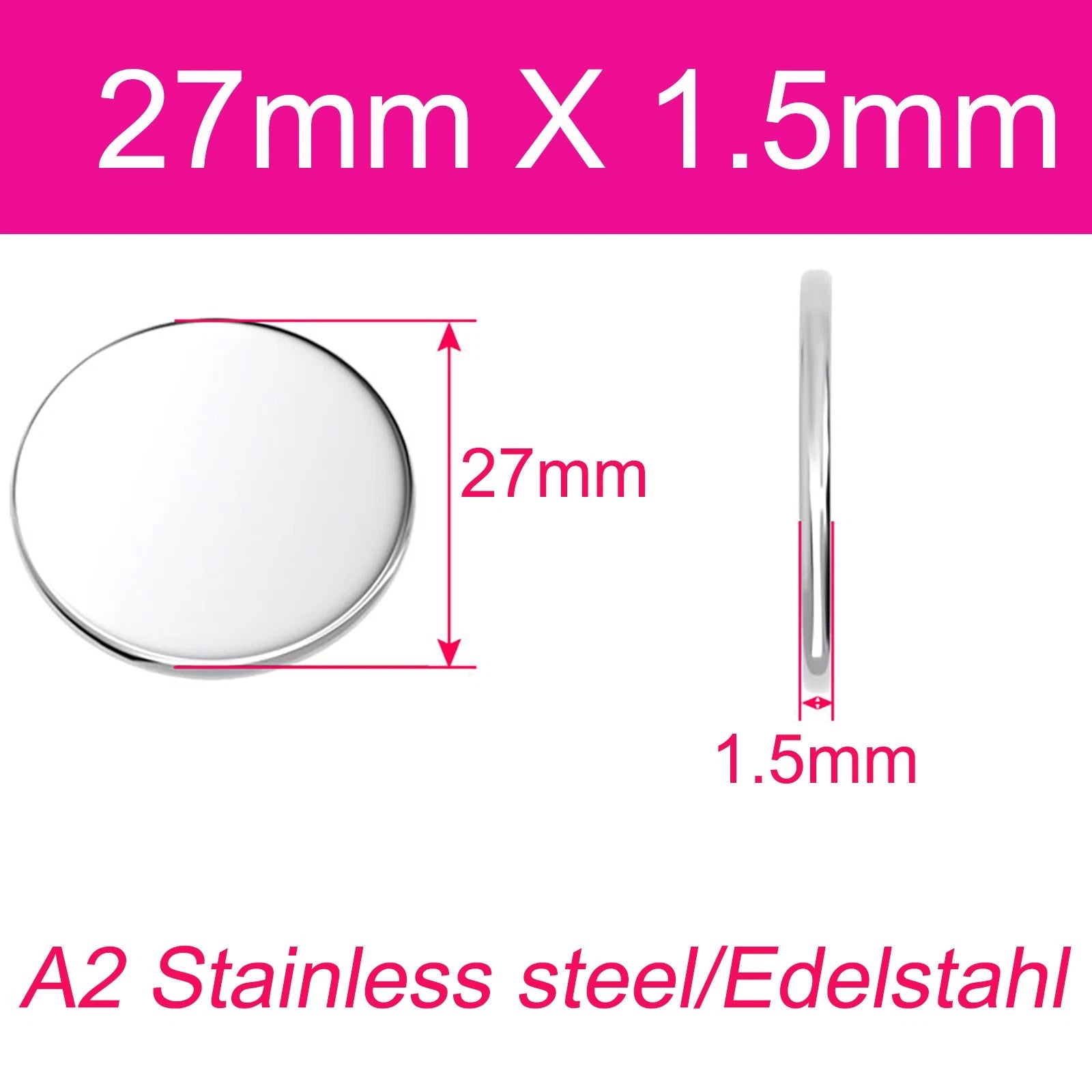 Round Plate A2 Stainless Steel Sheet Plate Thick 1/1.5/2/2.5/3/4/5mm Dia 6-80mm