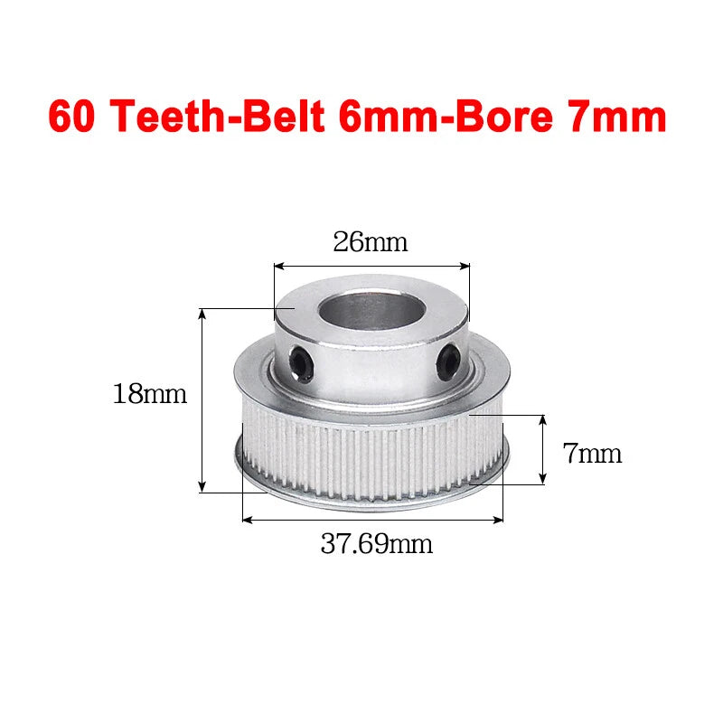 2GT Drive Pulley With Step 16 Tooth - 100 Tooth Bore 4mm - 25mm for 6mm Belt