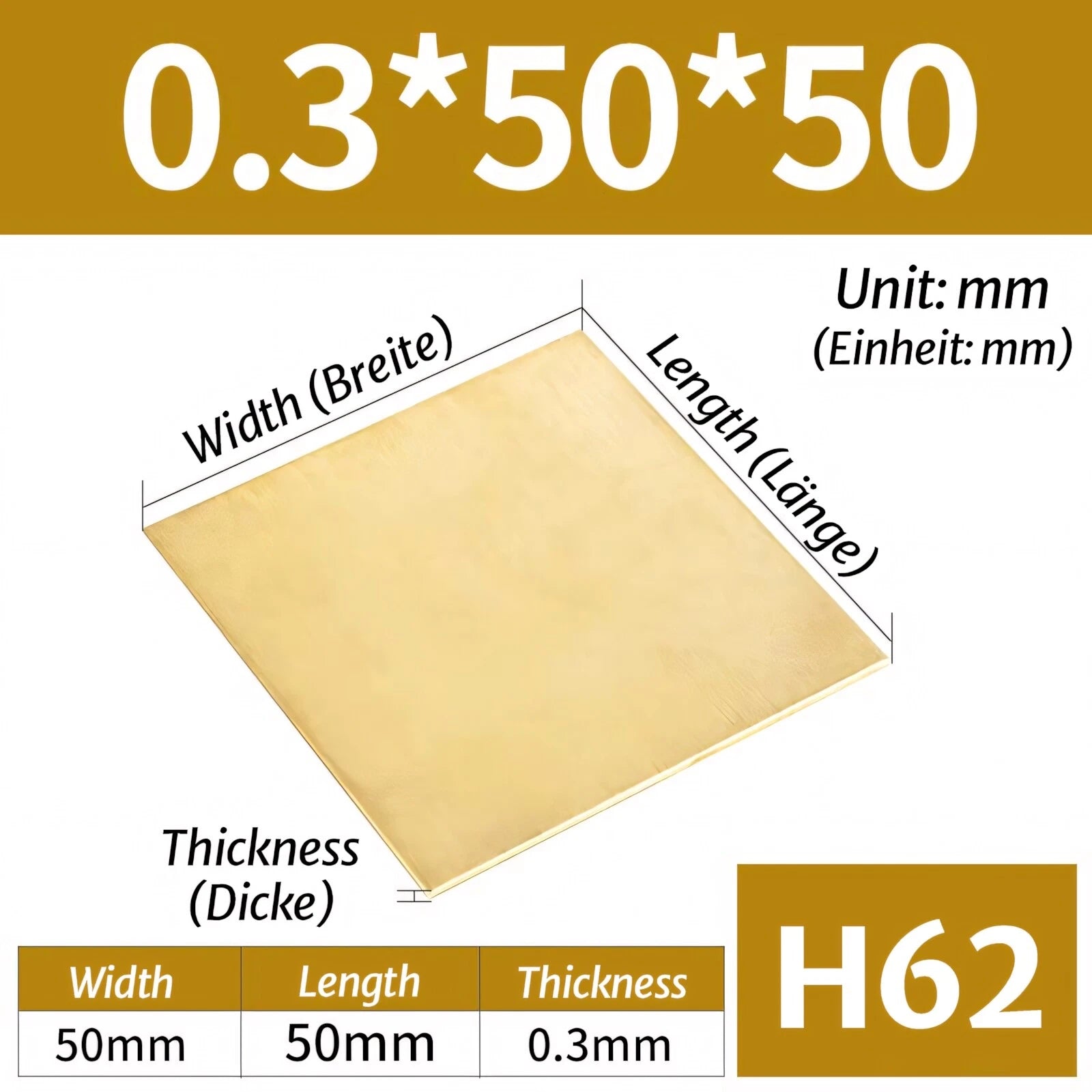 H62 Brass Sheet Plate Guillotine Offcuts, Various Multiple Sizes 0.3mm-8mm Thick
