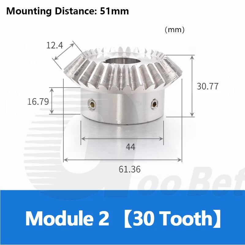 Module 2 Bevel Gear Stainless Steel 90° 1:1 Pairing 20/25/30 Tooth Miter Gear