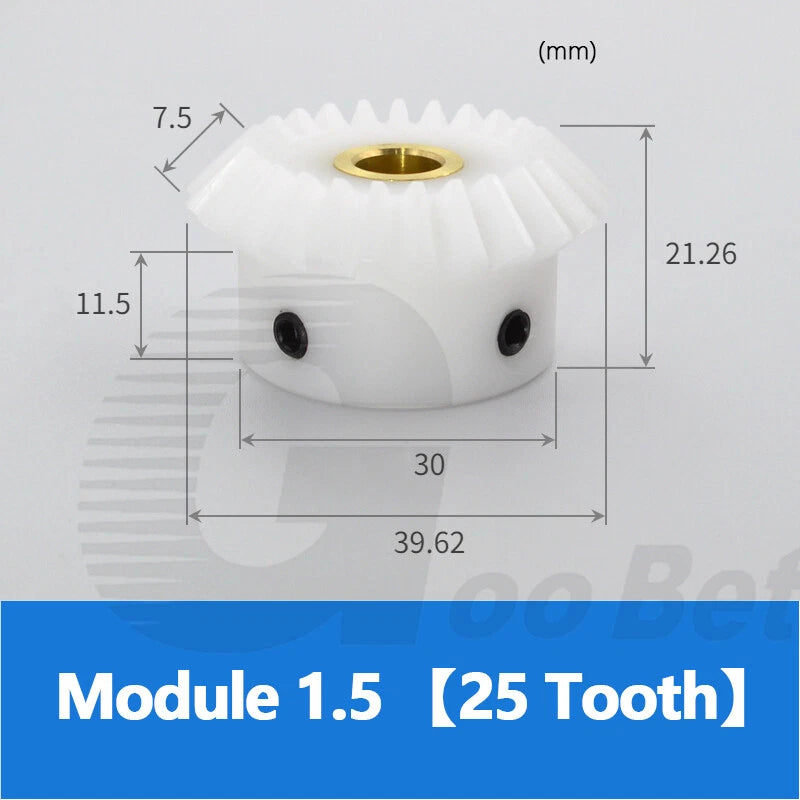 Bevel Gear Set POM Plastic 20/25/30 Tooth 90° 1:1 Pairing Mod 1-1.5 Miter Gear