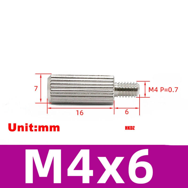 303 Stainless Steel Knurled Thumb Screws With Small Head M3/M4x6~16mm Hand Screw