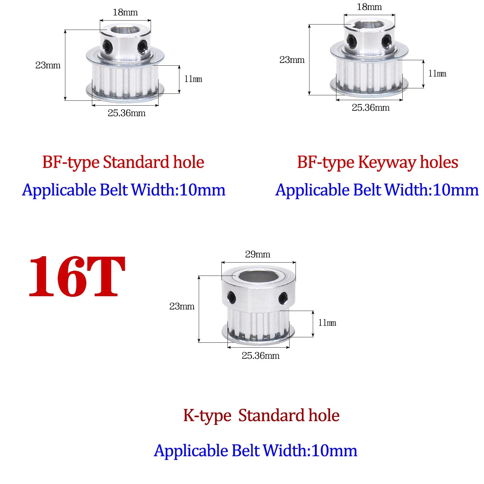 XL Timing Belt Pulley Keyway Bore,BF/K 15T 16T 18T 24T 25T For CNC, 3D Printer