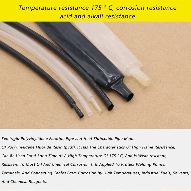 PVDF Heat Shrink Tubing — Electrical Cable Sleeving Insulation, 0.8mm–19.1mm