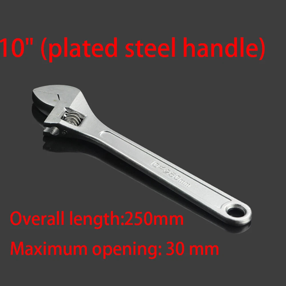 2 In 1 Heavy Duty Wide Jaw Adjustable Pipe Wrench Spanner Electroplating Steel