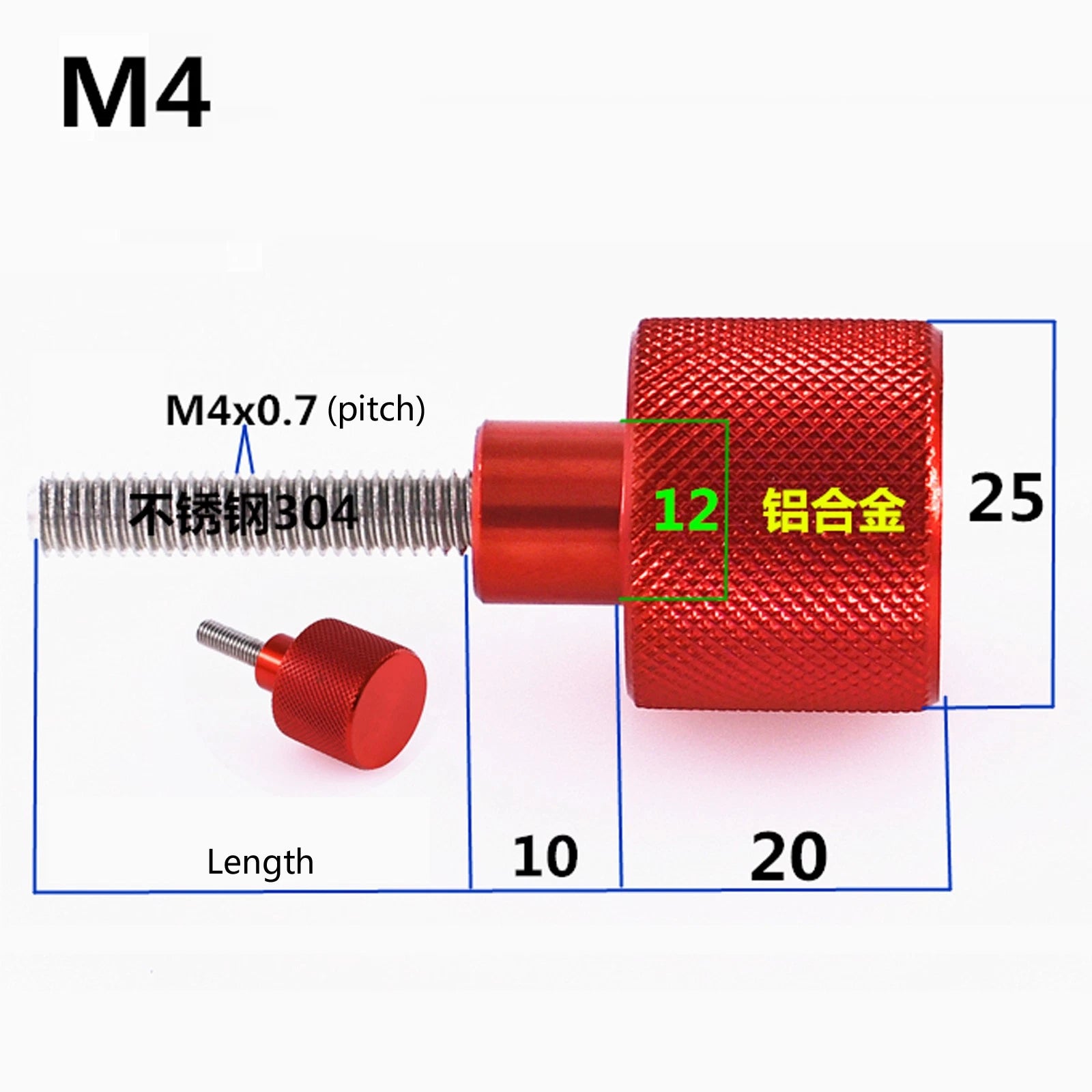 M3 M4 M5 M6 M8 M10 Knurled Thumb Screws 304 Stainless Steel Hand Grip Knob Bolts