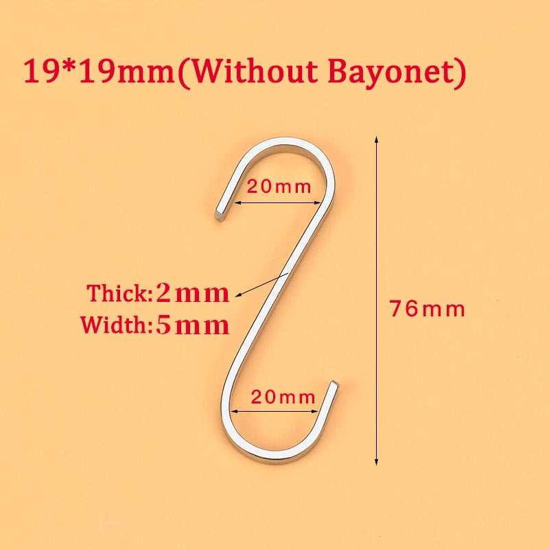 S Flat Hooks 304 Stainless Steel Bedroom/Kitchen/Bathroom/Living Room/Garden