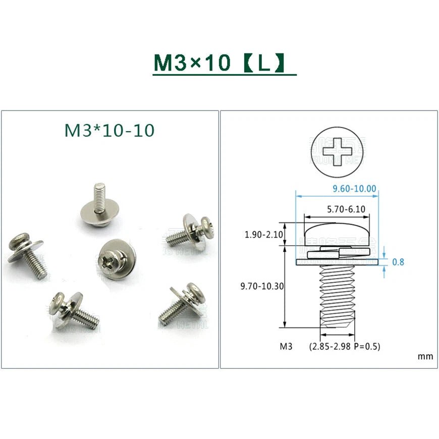 Stainless Steel Phillips Pan Head Screws with Flat and Spring Washers M1.6 to M5 - HomeDIYer