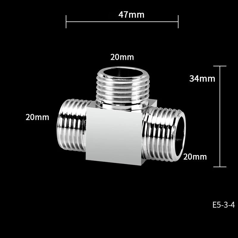 Copper Nickel Plated Diverter Valve Adapter Connector for Hose & Bath Shower