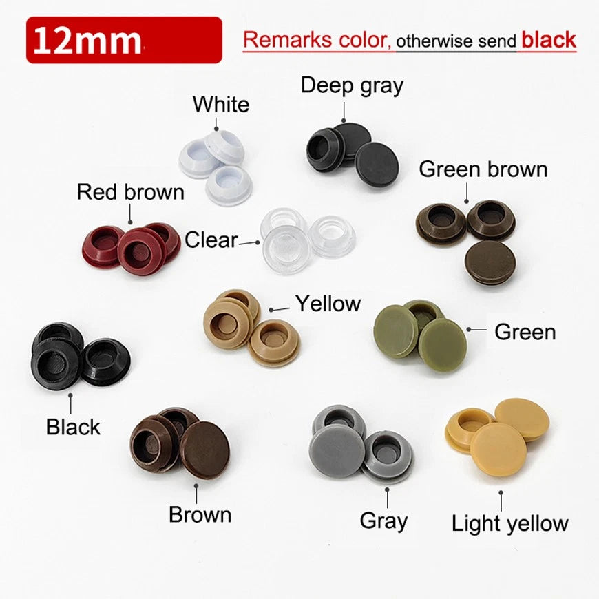 Plastic Screw Hole Cover Caps – Push Fit Furniture Plugs, 8–18mm, Multiple Colors