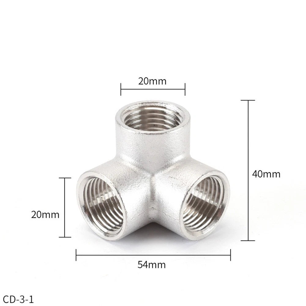 BSP Female 3-Way Tee Pipe Fitting – Stainless Steel 90° Corner Elbow