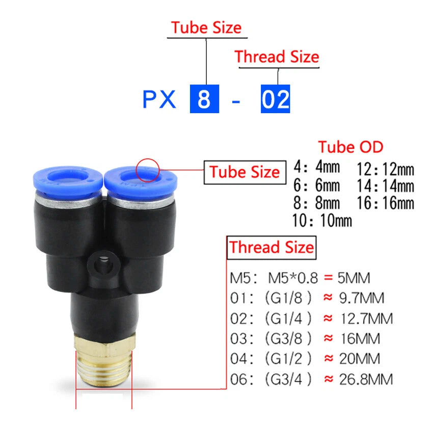 Pneumatic Push-In Fittings | PX PB SL PL PCF PC | 4–16mm Thread Hose Connectors