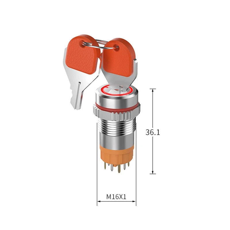 16mm 19mm LED Illuminated Toggle Switch ON/OFF 2-Position Waterproof 7A 250VAC