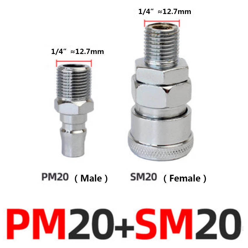 Air Hose Quick Release Coupler Set — Male & Female Compressor Fittings