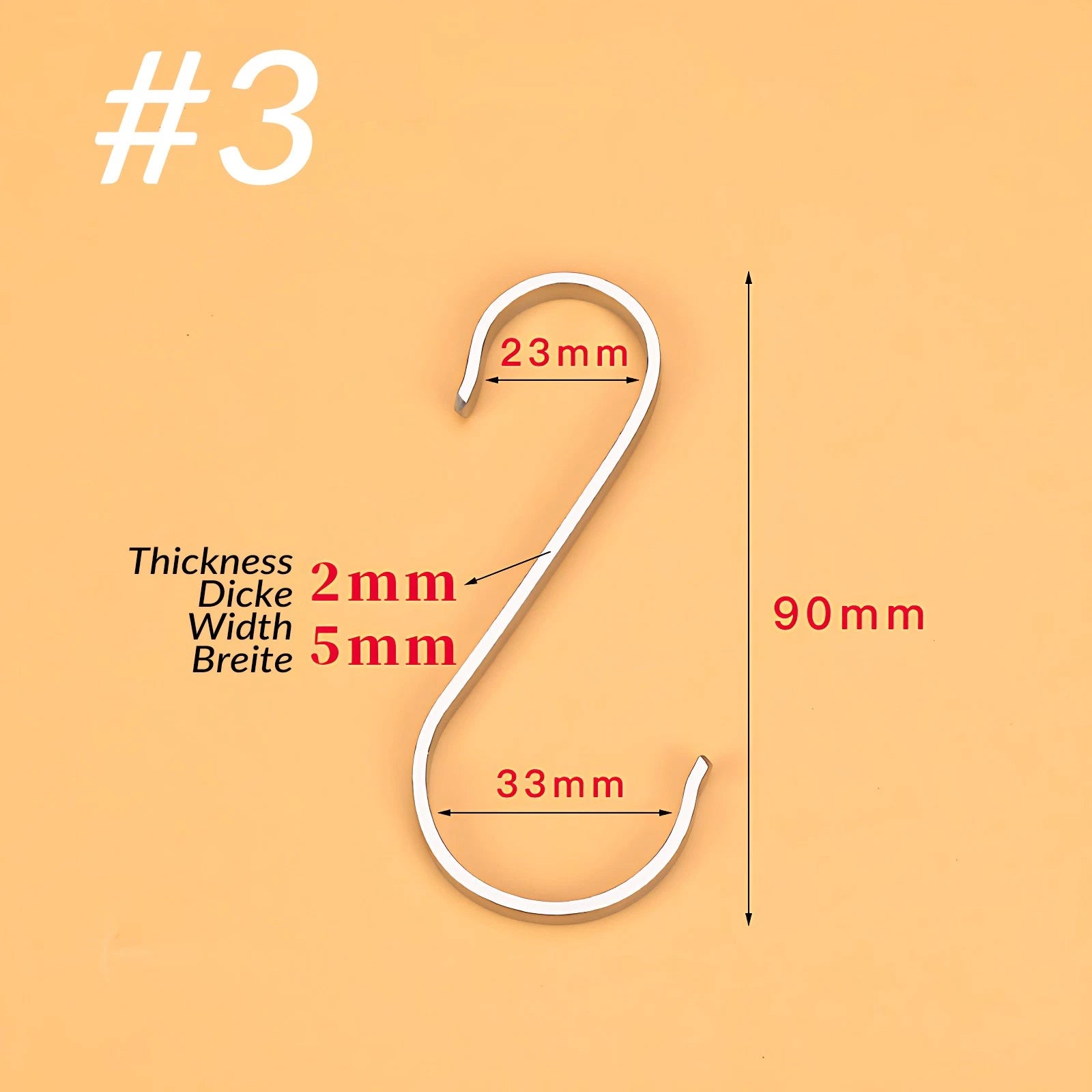Stainless Steel Flat S Hooks Kitchen Meat Pan Utensil Clothes Hanger Hanging