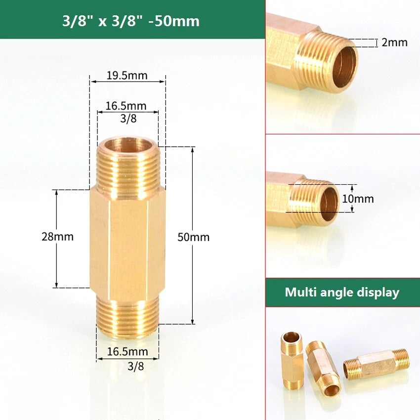 BSP Male Thread Brass Extension Pipe Fitting Adapter | 1/8" to 1/2" Connector