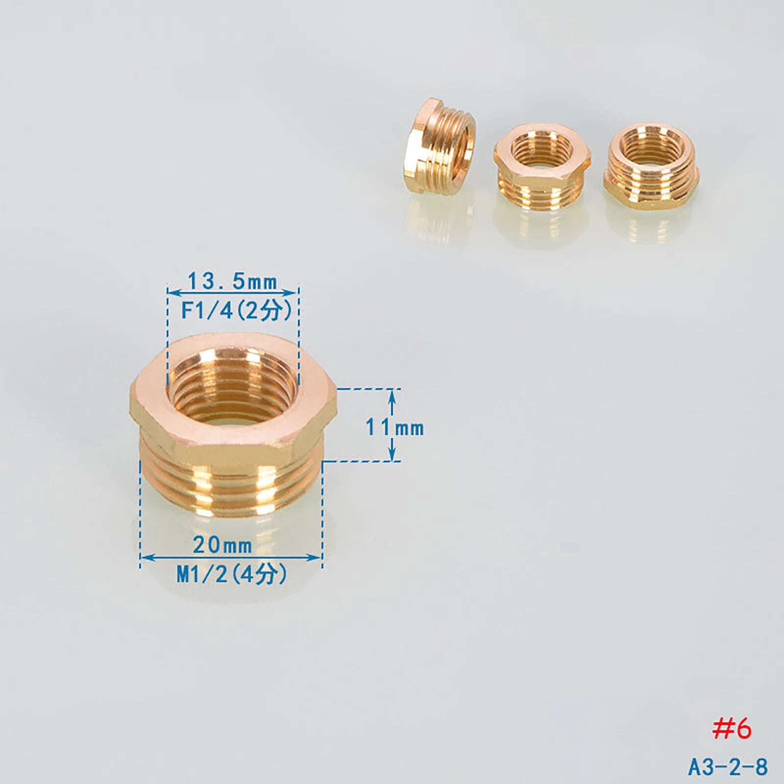 Brass Reducing Hex Bush BSP Fitting — Male to Female Thread Connector, Multiple Sizes