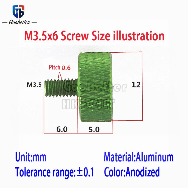 M3.5 Knurled Thumb Screws – Aluminum Alloy Hand-Tighten Grip Knob Bolts, 10 Colors