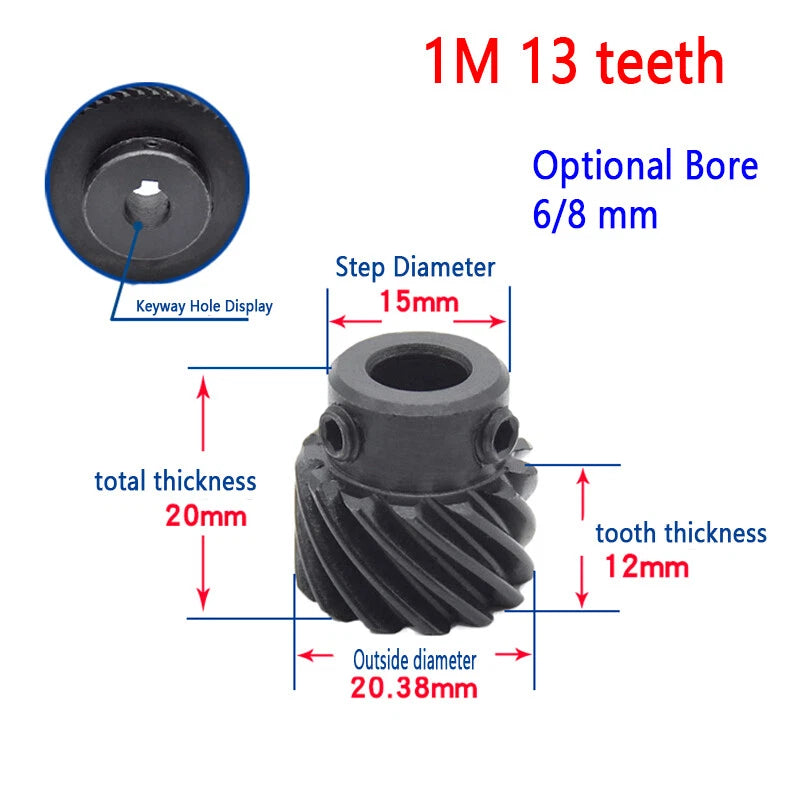 45# Steel Helical Gear 1 Mod 12-25 Teeth Blackened Pinion Transmission Gears