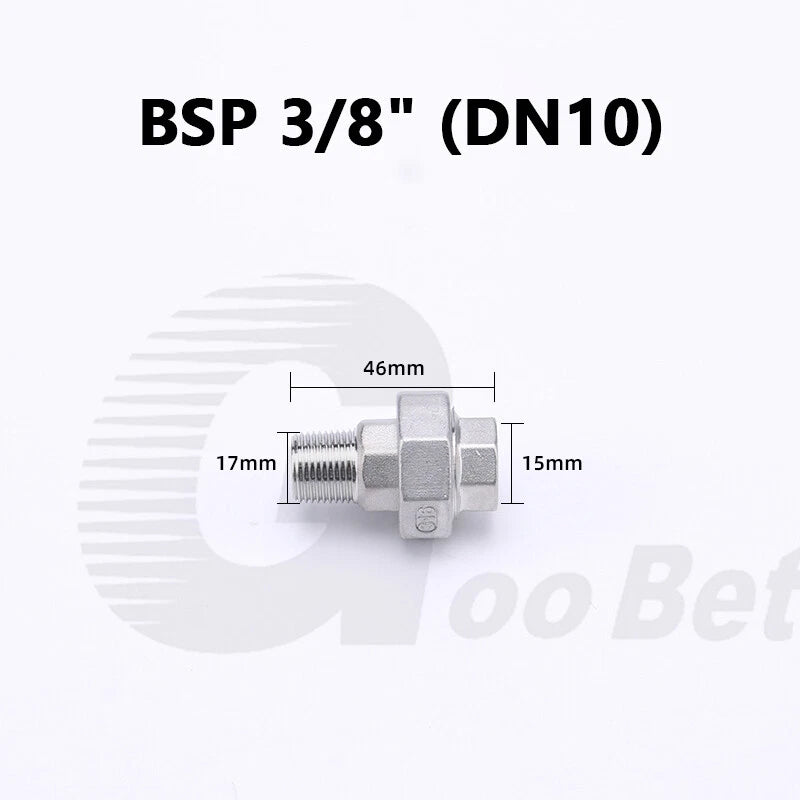 304 Stainless Steel Union BSP Male-Female Pipe Fitting Adapter — 1/4" to 2"