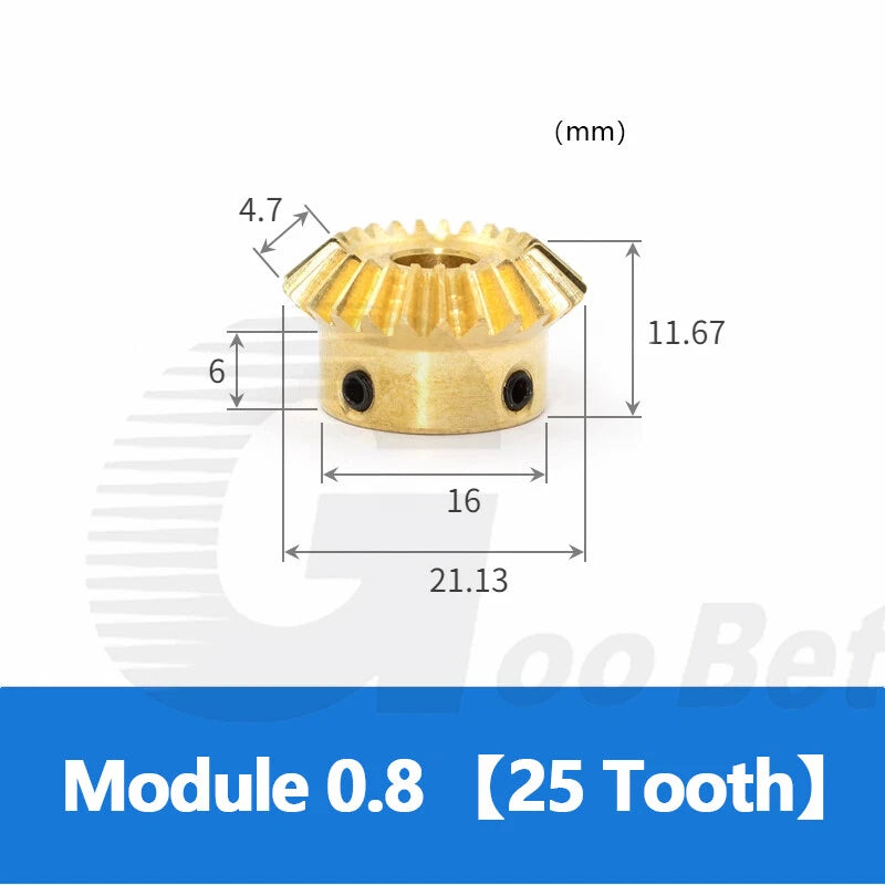 Mod 0.5/0.8/1/1.5 Bevel Gear Set Brass 1:1 Pairing 15/20/25/30 Tooth Miter Gear