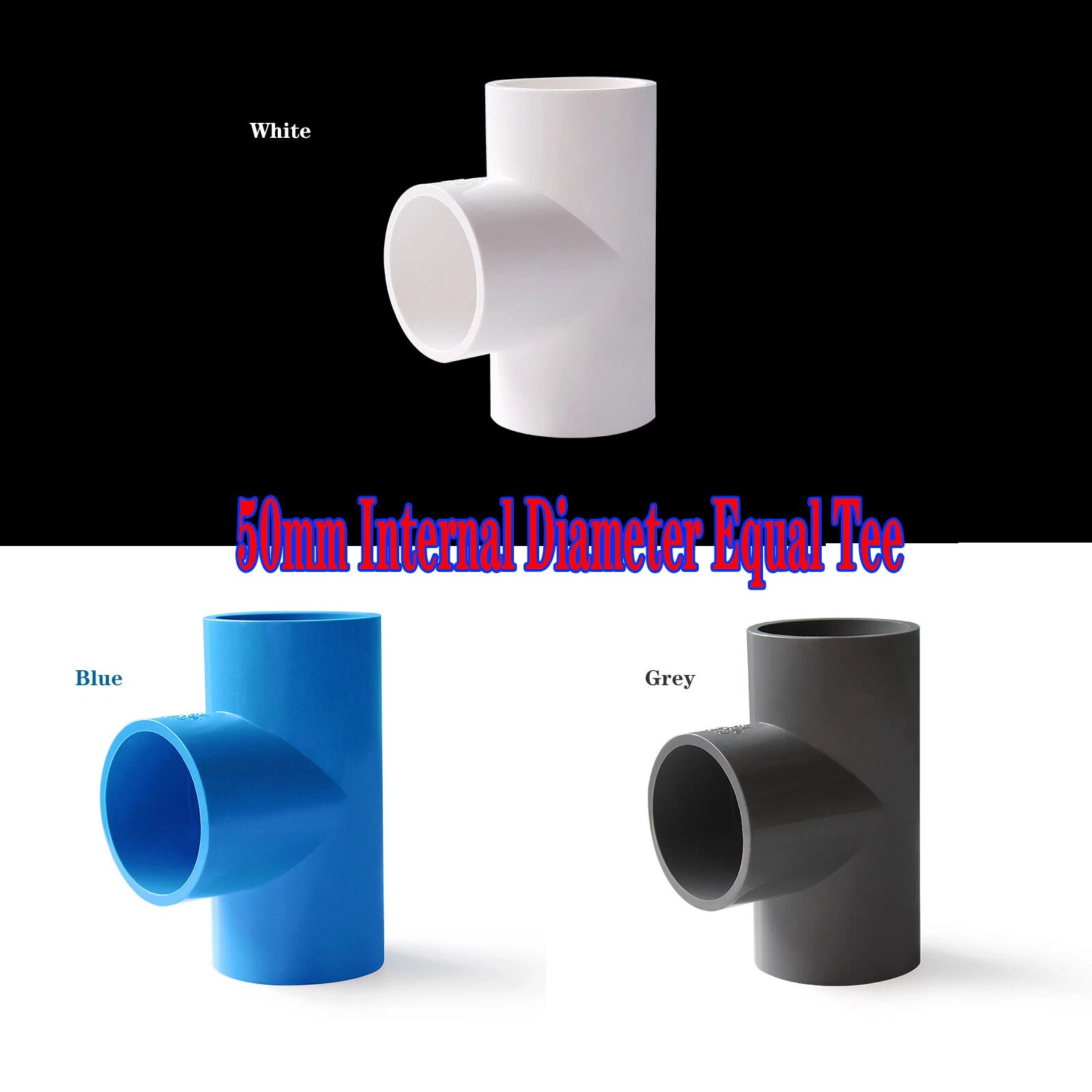 PVC Pipe Fittings Tee Socket ID 16mm - 200mm T Type Solvent Weld 3-Way