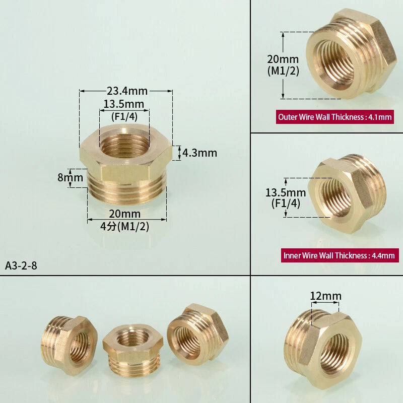 1 8" 1 4" 3 4" 1 2" 1" BSP Brass Reducing Coupler Hex Bush Connector Fittings