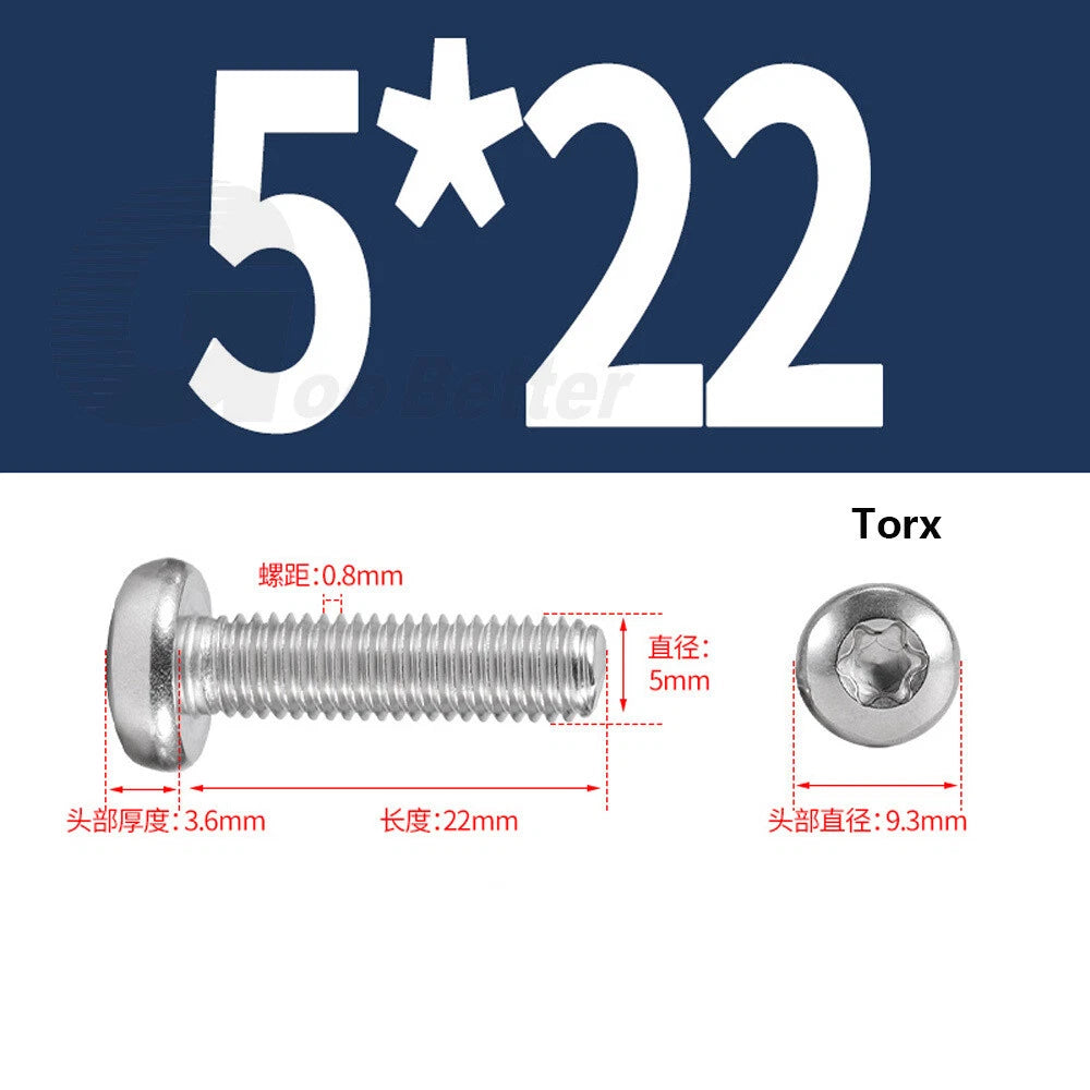 M3–M12 Torx Button Head Screws – A2 Stainless Steel, Star Drive, Fully Threaded (4–110mm Lengths)